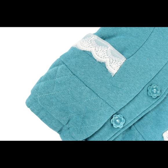 Girls Green Turquoise Felted Lace Coat (074) - Picture 3 of 4